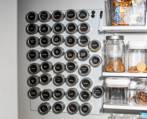 Magnetic spice jars were included as part of a complete Connecticut kitchen remodel for this home in Fairfield County, CT. Remodeling for kitchens by Kitchen Traditions, a Connecticut kitchen remodel company in Danbury Ct.
