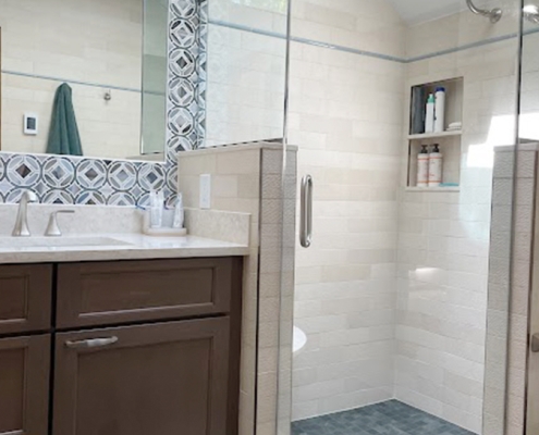 Newly installed shower during a bathroom renovation, Danbury, CT.