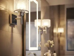 Modern wall and mirror lighting for bathrooms. Connecticut lighting installation by Kitchen Traditions.
