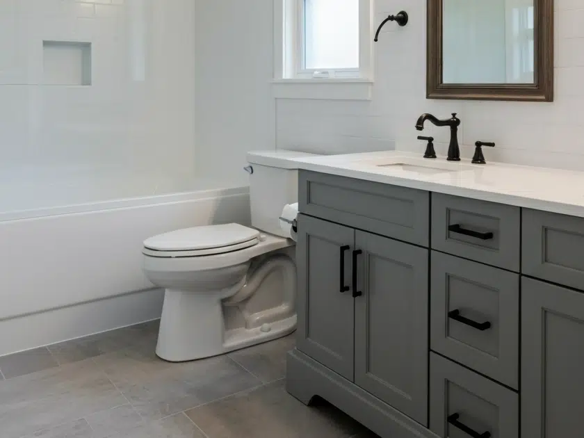 Updated bathroom in Connecticut combines modern amenities with a timeless bathroom design. Get bathroom renovation cost estimate, call Kitchen Traditions today.